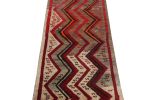 Vintage Gabbeh runner in Red Beige, Red, Grey Tribal Pattern | Area Rug in Rugs by Rug and Kilim