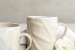 TWO Large Handformed Pottery White Coffee Mugs | Drinkware by ShellyClayspot. Item made of stoneware works with modern & rustic style