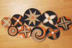 Set Of 9 Baskets Wall Decor | Decorative Plate in Decorative Objects by Sarmal Design. Item made of bamboo with cotton works with boho & contemporary style