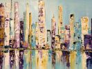 Big Blue City | Oil And Acrylic Painting in Paintings by Lori Burke. Item made of canvas