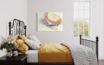 Periwinkle in Peach Abstract in Washi | Oil And Acrylic Painting in Paintings by Jan Sullivan Fowler. Item composed of paper & synthetic