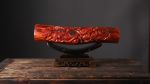 Bespoke Imperial Crimson-Gold Wood Kylin Wealthy Sculpture | Sculptures by Dynasty Artisan. Item composed of wood in contemporary or eclectic & maximalism style
