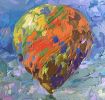 "Hot air balloons" original palette knife oil painting | Oil And Acrylic Painting in Paintings by OXYPOINT. Item composed of wood and canvas in contemporary or modern style