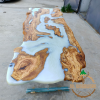 Personalized Epoxy Dining Table Made of Olive Tree | Tables by Nil Woodwork. Item composed of oak wood in industrial or mediterranean style
