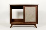 New Mid Century inspired Media Cabinet/Bathroom Vanity Cabin | Storage by Wood and Stone Designs. Item made of oak wood & concrete