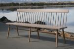 72" White Oak Spindle Back Bench With White-Washed Finish | Benches & Ottomans by Miikana Woodworking. Item composed of oak wood