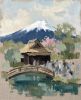 Mt Fuji Japanese Zen Landscape Impressionist Oil Painting | Oil And Acrylic Painting in Paintings by Dynasty Artisan. Item made of linen works with contemporary & japandi style
