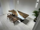 Gray Epoxy Walnut Dining Table, Resin River Wood Table Top | Tables by Tinella Collection. Item composed of walnut compatible with minimalism and contemporary style