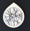 4 Blue Stitched Geometric Ceramics | Wall Sculpture in Wall Hangings by Elizabeth Prince Ceramics. Item composed of ceramic compatible with mid century modern and contemporary style