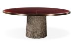 Modern Upholstered Table with Metallic Carved Base | Dining Table in Tables by Costantini Design. Item made of wood with fabric works with contemporary & modern style