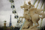 Ferris wheel Eiffel Tower Paris | Prints by Suzann Kaltbaum. Item made of metal