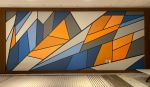 Abstract Mural for Tech Company | Murals by Toni Miraldi / Mural Envy, LLC | Stamford Plaza 4 in Stamford. Item made of synthetic