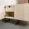Cashmere White Brass Trio Sideboard | Storage by YJ Interiors. Item composed of oak wood and brass in mid century modern or contemporary style