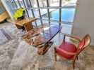 Clear Resin Live Edge Maple Gaming Table | Desk in Tables by Lumberlust Designs. Item made of wood