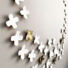 Abstract ceramic wall art 3D white + gold geometric flowers | Wall Sculpture in Wall Hangings by Elizabeth Prince Ceramics. Item composed of ceramic in minimalism or mid century modern style