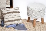 Artisanal Craft Macrame Wood Stool_Mango wood chair | Chairs by Humanity Centred Designs. Item made of wood with cotton works with boho & minimalism style