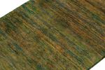 Hand-Knotted Contemporary Rug in Straited Green & Gold | Area Rug in Rugs by Rug and Kilim