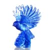 Aligned with the Light, I Soar, Crystal Blue Bird Figurine | Sculptures by Lawrence & Scott. Item composed of glass