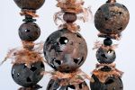 "Totems of Hidden Miracle" 3-Piece Sculptural Composition | Public Sculptures by SevaCeramics. Item composed of copper and ceramic in minimalism or japandi style