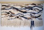 Large Scale Neutral and Blue Weaving | Wall Hangings by Ama Fiber Art