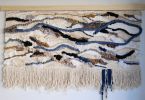 Large Scale Neutral and Blue Weaving | Macrame Wall Hanging in Wall Hangings by Ama Fiber Art. Item made of fiber