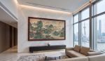 Hand-Painted Blue Green Landscape Song Dynasty Silk Art III | Oil And Acrylic Painting in Paintings by Dynasty Artisan. Item made of wood & fabric compatible with contemporary and eclectic & maximalism style