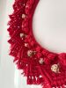 Red Macrame Christmas Wreath | Macrame Wall Hanging in Wall Hangings by macramestories. Item composed of wood and cotton in boho or country & farmhouse style