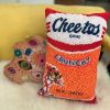 last one - velvet CHEETOS pillow custom made | Pillows by Mommani Threads. Item compatible with contemporary and eclectic & maximalism style