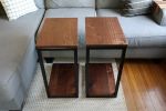 Clear Walnut Modern C Side Table | Tables by Hazel Oak Farms. Item made of walnut with steel works with minimalism & mid century modern style