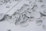 "Coastal Flow", Wall Sculpture Mounded on Wooden Boards | Wall Hangings by SevaCeramics. Item composed of wood and ceramic in japandi or coastal style