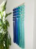 Sirena: Small Blue Gradient Sculptural Wall Hanging | Wall Sculpture in Wall Hangings by Cadence by Clarity Craft Studio. Item composed of bamboo and cotton in boho or contemporary style