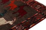 Vintage Gabbeh Tribal rug in Brown with Multicolor Ram | Area Rug in Rugs by Rug and Kilim