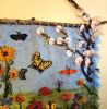 Flowers & Butterflies | Embroidery in Wall Hangings by PEGGY OBERLIN/Bohograndmapeg/Story Tale Weaving. Item made of birch wood & cotton compatible with boho and contemporary style
