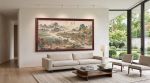 Hand-Painted Silk Art 79" Song Dynasty Tides of Prosperity | Oil And Acrylic Painting in Paintings by Dynasty Artisan. Item made of wood with glass works with contemporary & eclectic & maximalism style