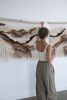 Handwoven Fiber Art Diptych, "Wander and Return | Tapestry in Wall Hangings by Rebecca Whitaker Art. Item made of cotton with leather works with boho & minimalism style