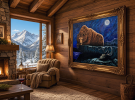 Moonlight Guardian | Paintings by Waylon Christner ART. Item composed of canvas in contemporary or country & farmhouse style
