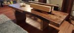 Small Japanese style slab coffee table.  Bastogne Walnut | Tables by SjK Design Studios. Item made of walnut works with minimalism & mid century modern style