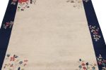 Vintage Chinese Deco style rug, Off-White Field, Blue Border | Area Rug in Rugs by Rug and Kilim