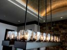 Cubist Chandelier Grey Fade | Chandeliers by Illuminata Art Glass Design by Julie Conway. Item made of steel with glass works with minimalism & industrial style