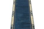 Vintage Chinese Deco style runner, Deep Blue Floral Pattern | Area Rug in Rugs by Rug and Kilim