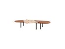 Coral - Adjustable Stone & Mahogany Coffee Table | Tables by HERBEH WOOD. Item composed of wood and brass in minimalism or contemporary style