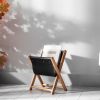 Magazine and Newspaper Holder, Wood&Leather Storage, Black | Storage Stand in Storage by Halohope Design. Item made of wood with leather works with minimalism & mid century modern style