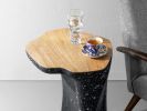 Black Stone & Oak Form Side Table - Still Series | Tables by Donatas Žukauskas. Item composed of oak wood compatible with minimalism and contemporary style