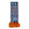 baoule pom pom throw bold indigo stripe/caramel poms | Blanket in Linens & Bedding by Charlie Sprout. Item made of canvas