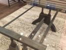 Glass Top Industrial Double Threaded Dining Table | Tables by Rusticana Furniture. Item composed of wood and steel