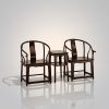 Legacy Imperial Horseshoe Armchair Trio with Zen Deer Relief | Chairs by Dynasty Artisan. Item composed of wood in contemporary or eclectic & maximalism style