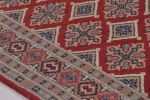 Vintage Bokhara Rug, RIch Red with Pink Geometric Patterns | Area Rug in Rugs by Rug and Kilim