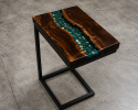 Luxury Epoxy Side Table, C Shape Epoxy Table Top | End Table in Tables by Innovative Home Decors. Item composed of wood compatible with country & farmhouse and art deco style