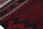 Vintage Afghan Kilim Runner in Burgundy with Chevrons | Area Rug in Rugs by Rug and Kilim. Item made of wool
