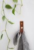 Small Leather Snap Wall Strap [V'ed End] | Hook in Hardware by Keyaiira | leather + fiber | Artist Studio in Santa Rosa. Item composed of fabric and leather